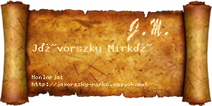 Jávorszky Mirkó névjegykártya